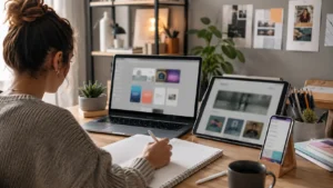 Entrepreneur creating digital products and online courses