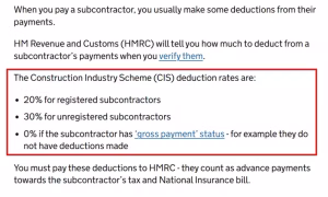 Official HMRC Construction Industry Scheme deduction rates