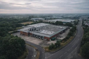 Aerial shot of Rathbones Bakery facility in Wakefield.
