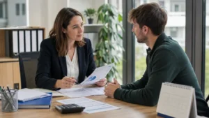 Employee discussing the £2,000 pension salary sacrifice limit and April 2029 start date with a payroll professional