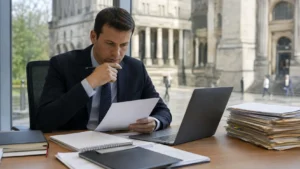 Legal professional reviewing the outcome of a DWP benefits case.