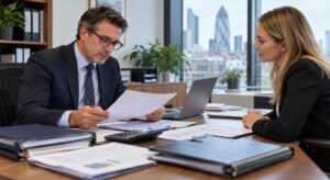 Lender reviewing a startup loan application